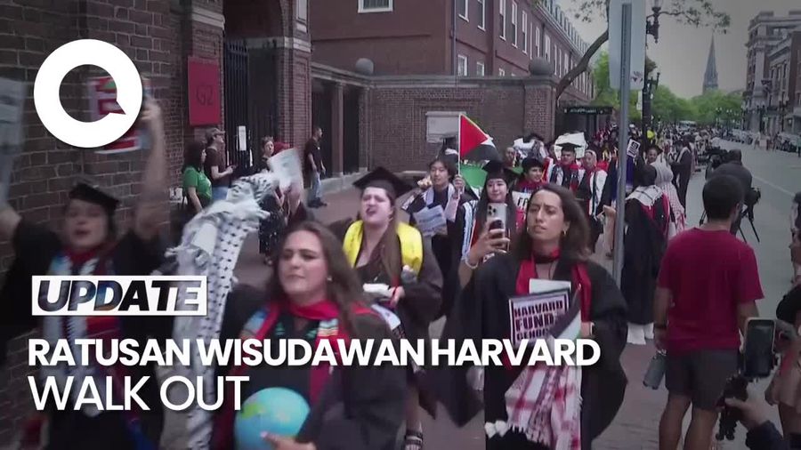 Aksi Ratusan Wisudawan Harvard Walk Out Sambil Teriak Free Palestine