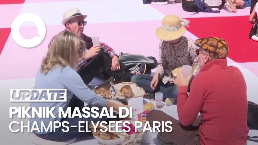 Momen Ribuan Warga Paris Piknik Massal di Champs-Elysees