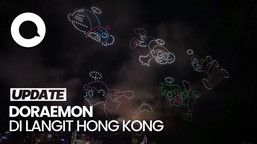 Drone Doraemon Menghiasi Langit Hong Kong