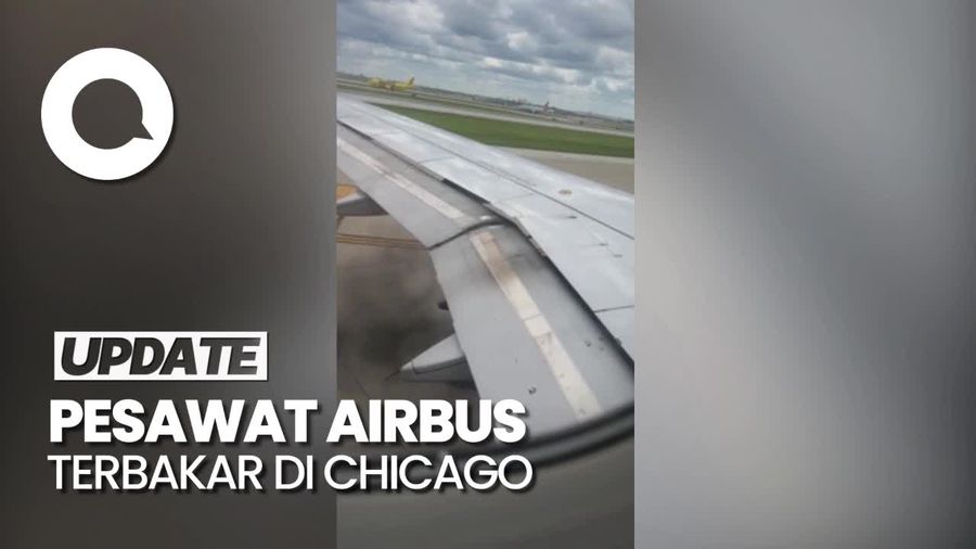 Penampakan Pesawat Airbus A320 Terbakar saat Hendak Terbang di Chicago