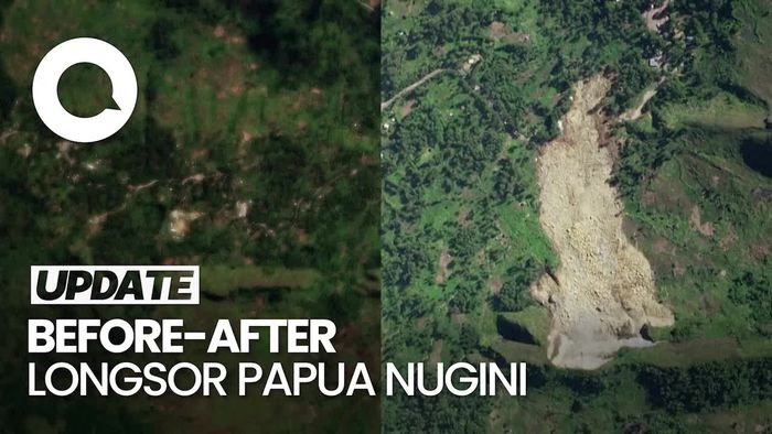 Citra Satelit Sebelum dan Sesudah Longsor Papua Nugini