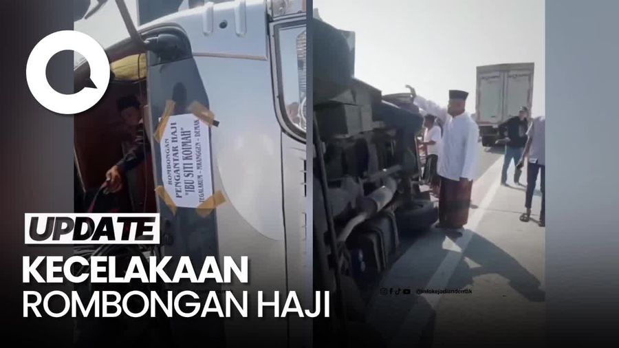 Elf Rombongan Pengantar Haji Terguling di Tol Boyolali