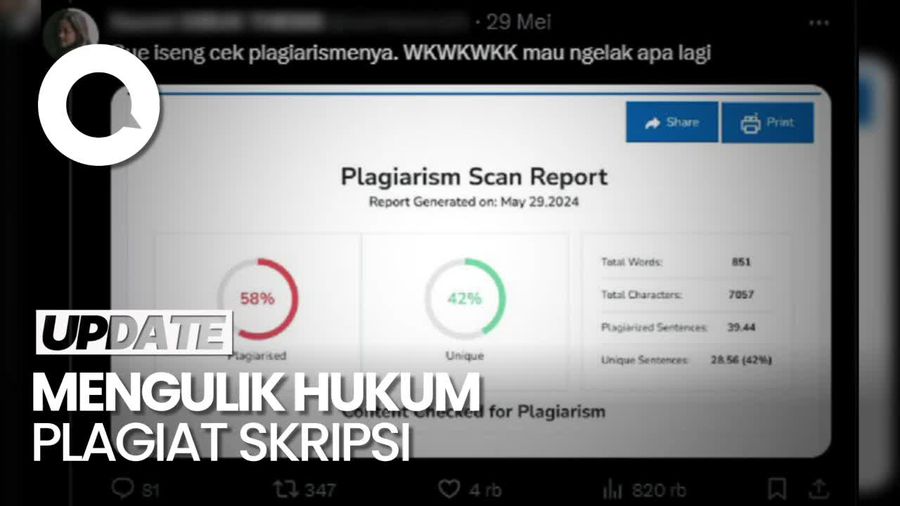 Viral Kasus Plagiat Skripsi di Palembang, Seperti Apa Hukumnya?