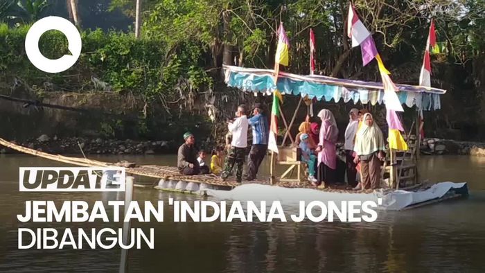 Jembatan Indiana Jones Magelang Dibangun, Warga Pakai Getek untuk Nyebrang