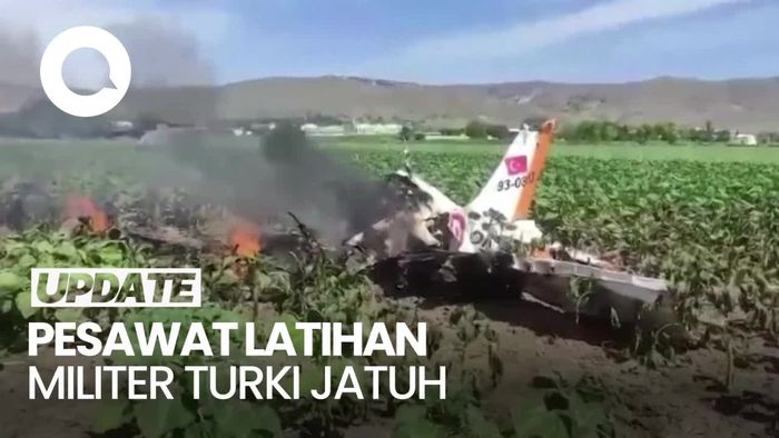 Pesawat Latihan Militer Turki Jatuh dan Terbakar, 2 Tentara Tewas