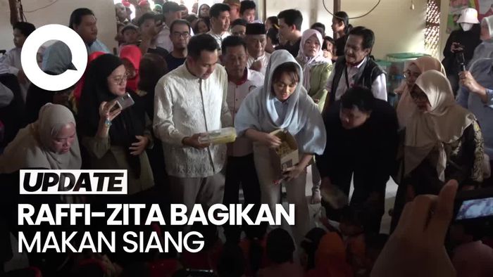 Momen Raffi Ahmad dan Zita Anjani Bagi-bagi Makan Siang Gratis di PAUD