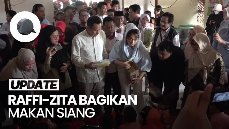 Momen Raffi Ahmad dan Zita Anjani Bagi-bagi Makan Siang Gratis di PAUD