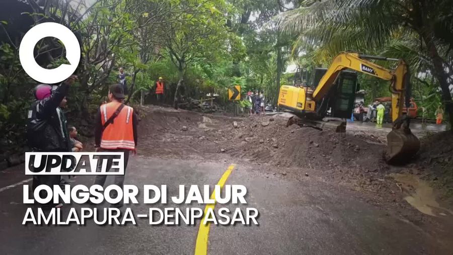 Jalur Amlapura-Denpasar Tertimbun Longsor, Lalu Lintas Macet
