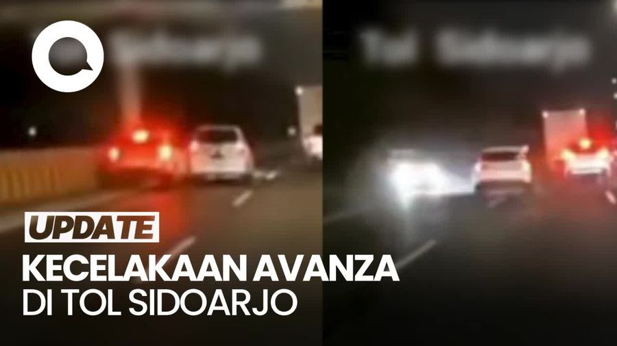 Detik-detik Avanza Masuk Parit Tol Sidoarjo gegara Aksi Tabrak Lari