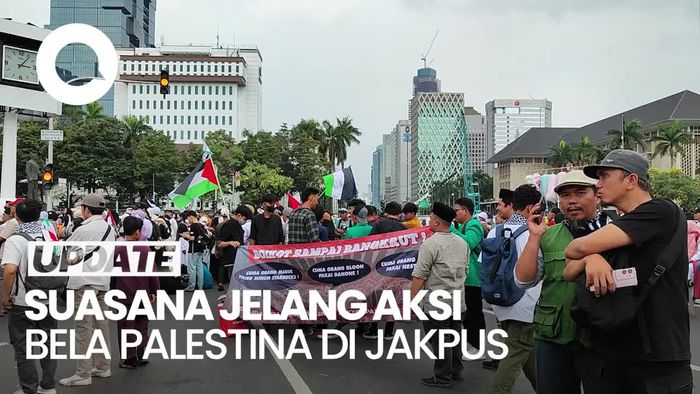 Ada Aksi Bela Palestina di Depan Patung Kuda, Lalin Dialihkan