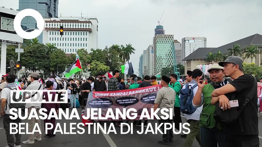 Ada Aksi Bela Palestina di Depan Patung Kuda, Lalin Dialihkan