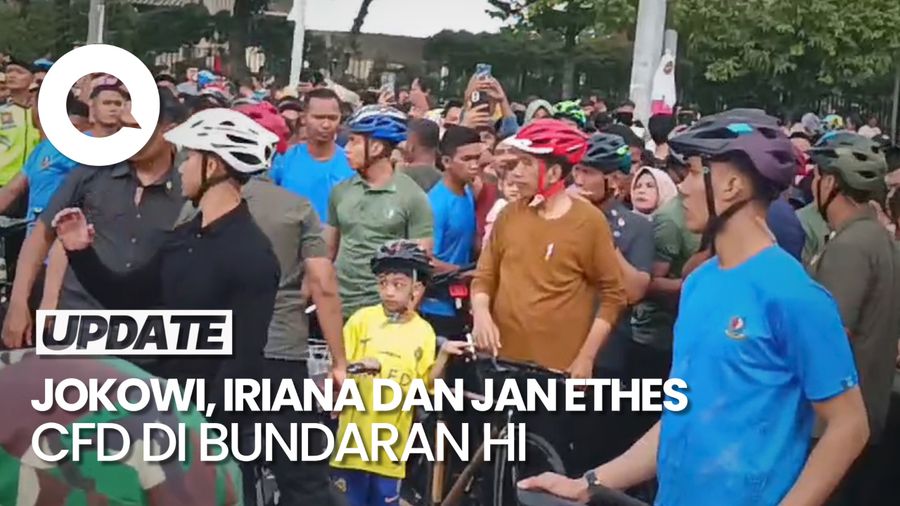 Momen Jokowi-Jan Ethes Sepedaan di Bundaran HI, Warga Heboh Minta Foto