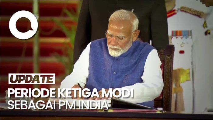 Potret Narendra Modi Dilantik Jadi PM India untuk Ketiga Kalinya