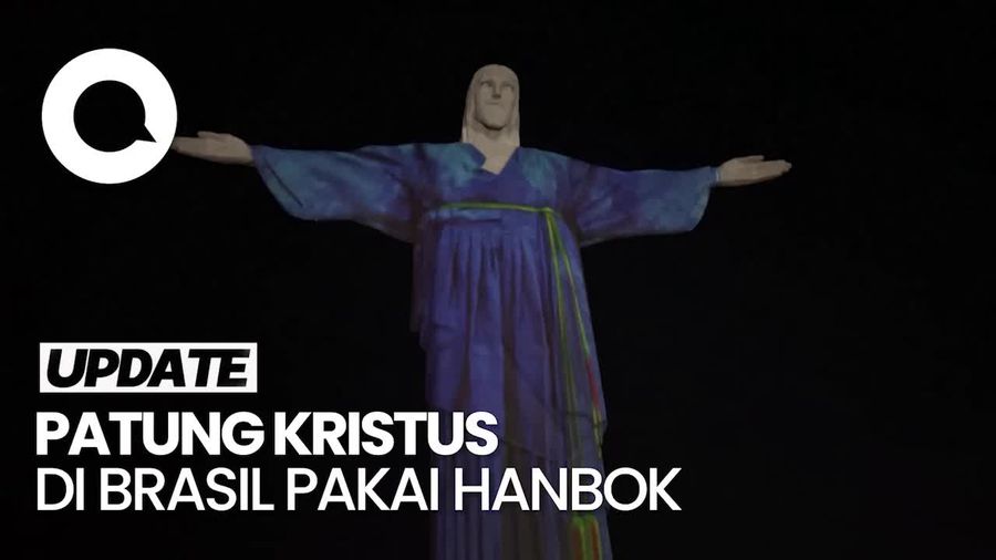 Kala Monumen Christ the Redeemer Kenakan Hanbok Korea
