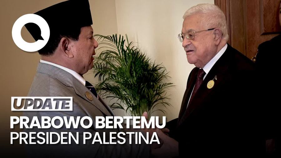 Momen Prabowo Jabat Erat Tangan Presiden Palestina Mahmoud Abbas