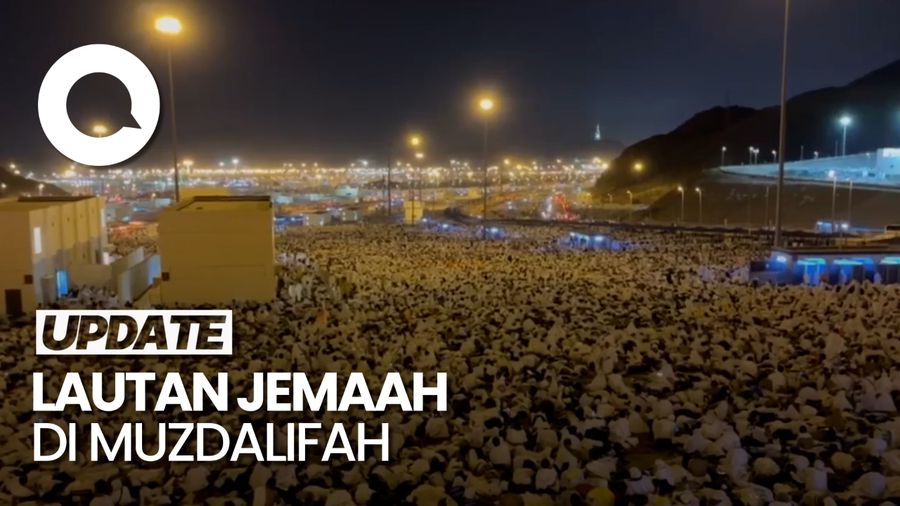 Penampakan Jutaan Jemaah Haji Mabit di Muzdalifah