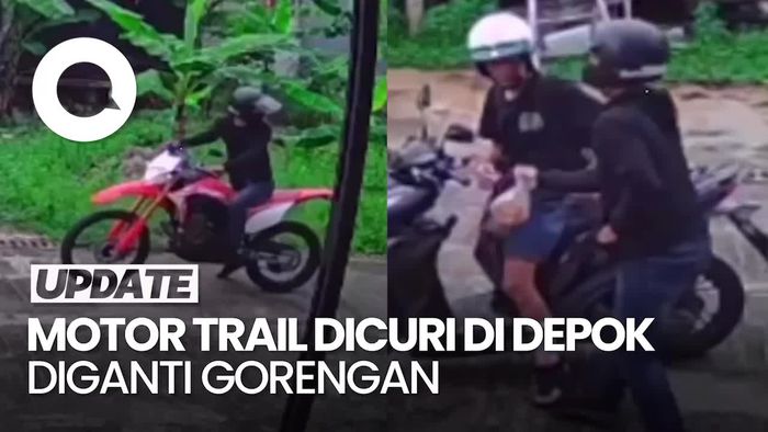 Viral Pencurian Motor Trail di Depok, Pelaku Tinggalkan Gorengan di TKP