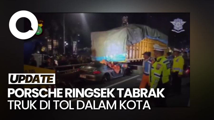 Penampakan Porsche Tabrak Truk di Tol Dalam Kota, Pengemudi Tewas