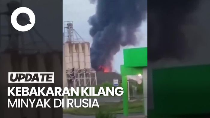Detik-detik Kilang Minyak Rusia Terbakar Imbas Serangan Drone Ukraina