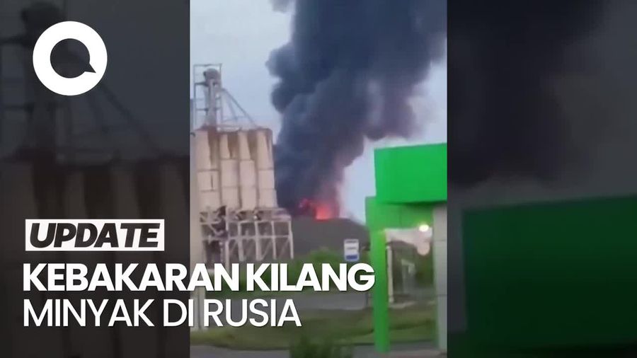 Detik-detik Kilang Minyak Rusia Terbakar Imbas Serangan Drone Ukraina