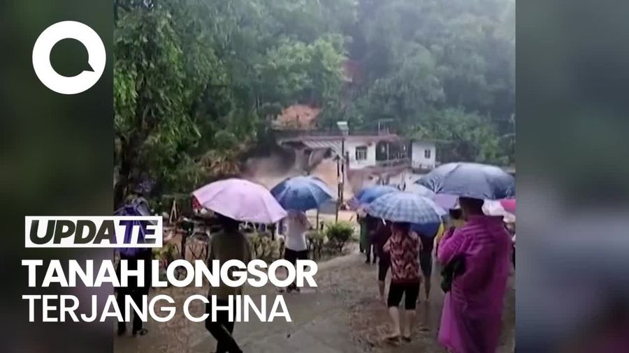 Penampakan Rumah Ambruk Akibat Tanah Longsor di China