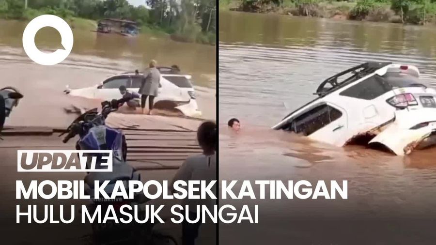 Detik-detik Mobil yang Dikemudikan Kapolsek Katingan Hulu Tercebur ke Sungai