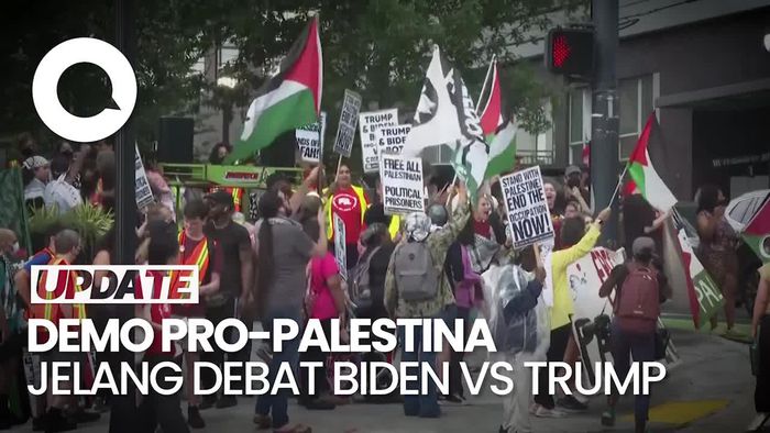 Aksi Demo Bela Palestina Meramaikan Lokasi Debat Biden Vs Trump