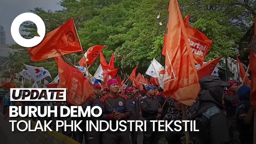 Tolak PHK Industri Tekstil, Buruh Gelar Demo di Patung Kuda Jakpus
