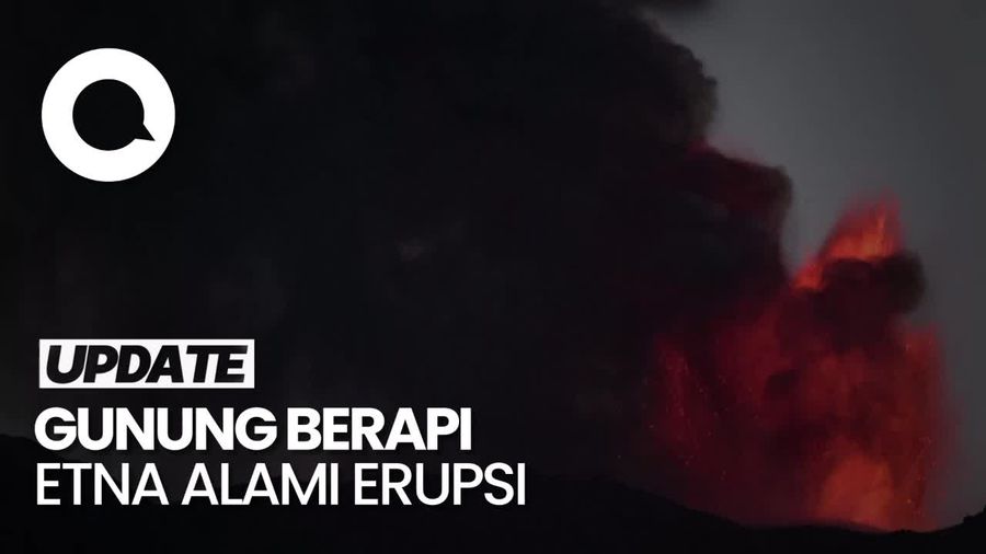 Penampakan Gunung Etna di Italia Muntahkan Lava Merah