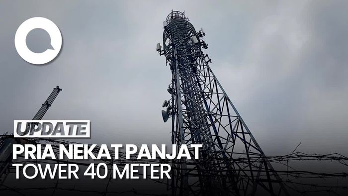 Pria Diduga Gangguan Mental Panjat Tower Seluler 40 Meter