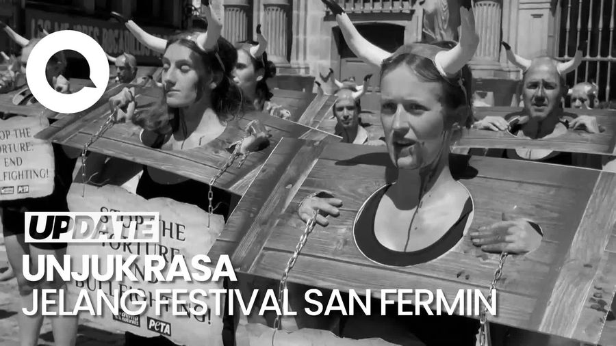 Aksi Unjuk Rasa Aktivis Hewan Jelang Festival San Fermin