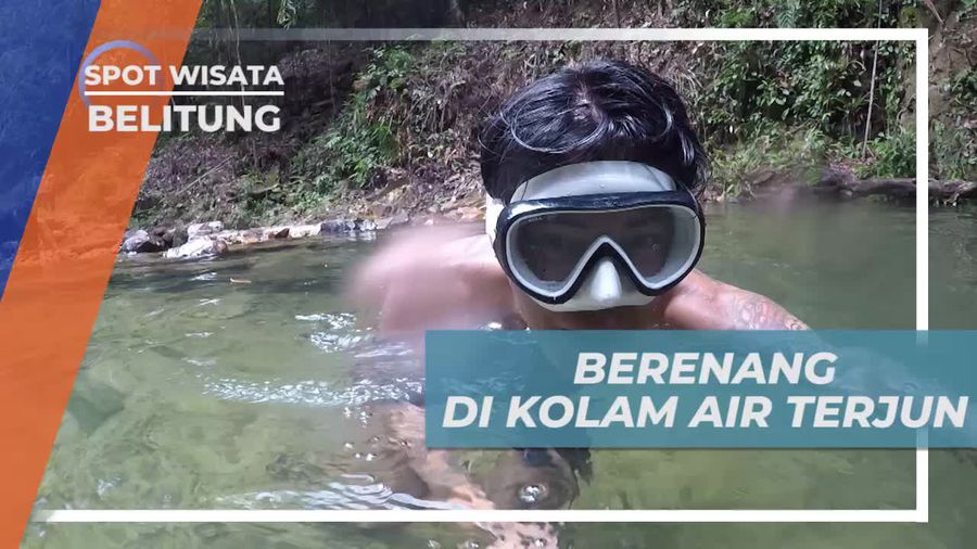 Berenang Seru di Kolam Air Terjun Gurok Berave Belitung