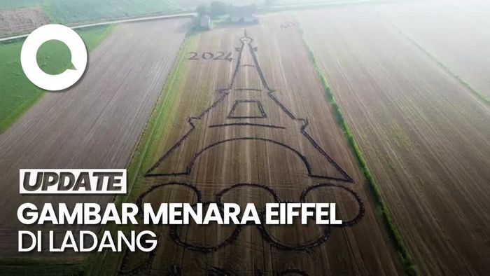 Sambut Olimpiade Paris, Seniman Italia Gambar Menara Eiffel di Ladang