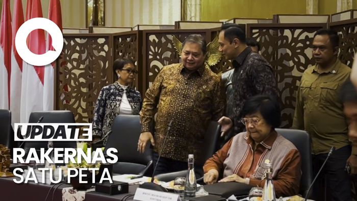 Airlangga-AHY Hadiri Rakernas Kebijakan Satu Peta