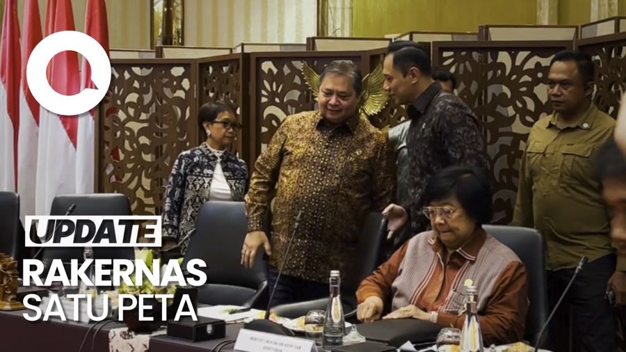 Airlangga-AHY Hadiri Rakernas Kebijakan Satu Peta