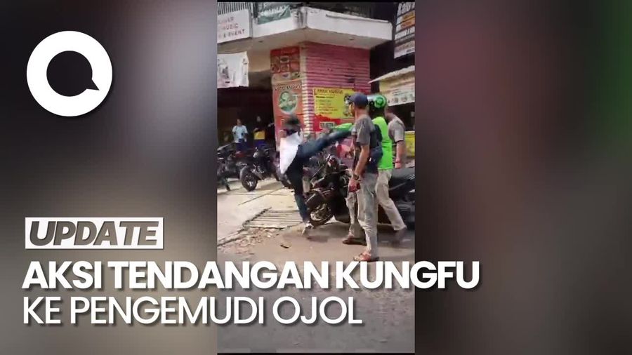 Heboh Pria Beri Tendangan Kungfu ke Pengemudi Ojol di Bekasi