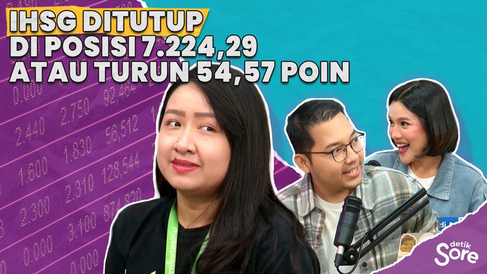 IHSG ditutup di posisi 7.224,29 atau turun 54,57 poin
