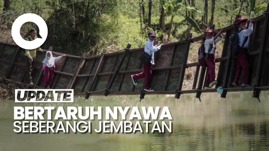 Jajal Jembatan Miring Sukabumi, Tempat Anak SD Melintas demi Bersekolah