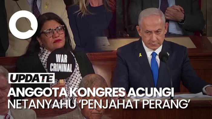 Momen Rashida Tlaib Acungkan Penjahat Perang Saat Netanyahu Pidato