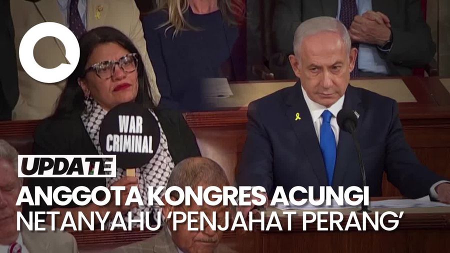 Momen Rashida Tlaib Acungkan Penjahat Perang Saat Netanyahu Pidato