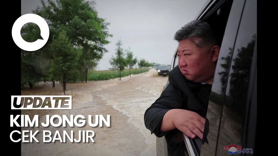 Momen Kim Jong Un Terabas Banjir Pakai Mobil