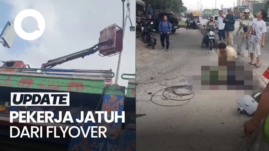 2 Pekerja PU Bandar Lampung Jatuh dari Atas Flyover saat Perbaiki Lampu