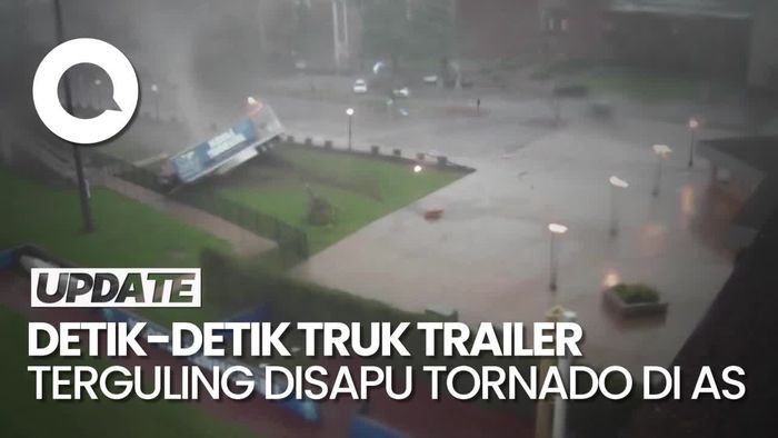Video: Detik-detik Truk Kontainer Terguling Disapu Tornado di AS