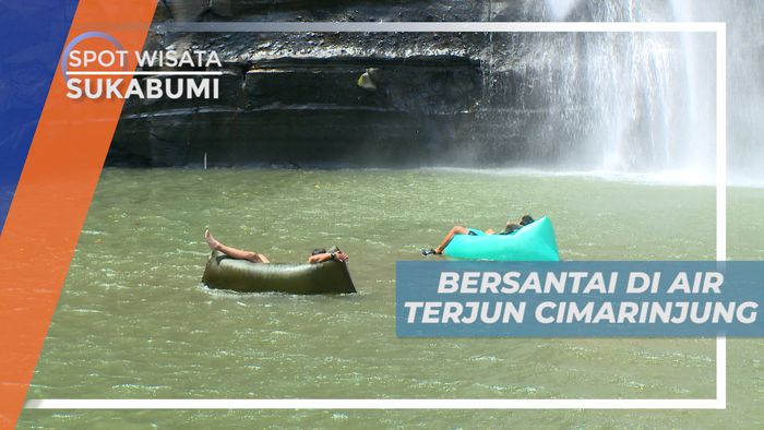 Bersantai Menikmati Segarnya Air Terjun Cimarinjung di Atas Laybag, Sukabumi
