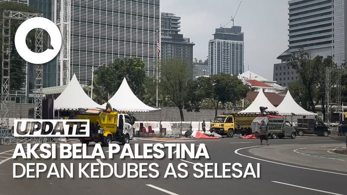 Aksi Bela Palestina di Depan Kedubes AS Selesai, Arus Lalin Dibuka