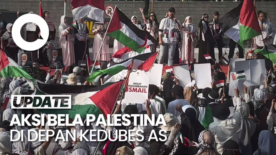Massa Gelar Aksi Bela Palestina di Depan Kedubes AS