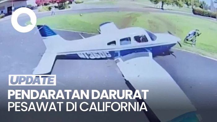 Detik-detik Pesawat Mendarat Darurat di California, Nyaris Tabrak Orang