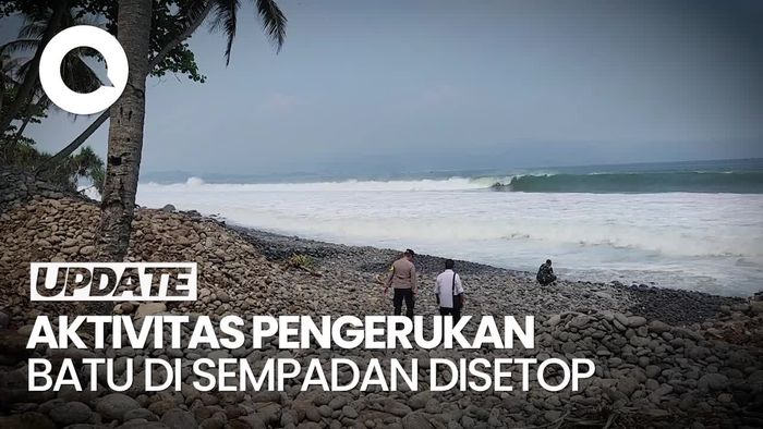 Polisi Setop Pengerukan Batu di Sempadan Pantai Cikakak
