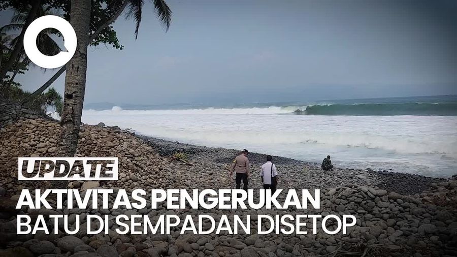 Polisi Setop Pengerukan Batu di Sempadan Pantai Cikakak