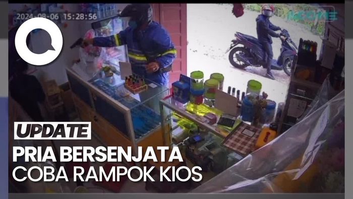 Detik-detik Pria Berpistol Coba Rampok Kios MIni ATM di Asahan